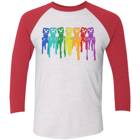 T-Shirts Heather White/Vintage Red / X-Small Rainbow Creeps Triblend 3/4 Sleeve