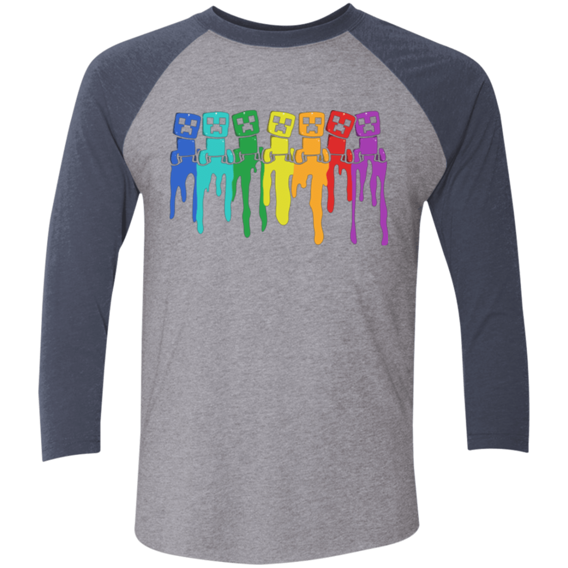 T-Shirts Premium Heather/ Vintage Navy / X-Small Rainbow Creeps Triblend 3/4 Sleeve