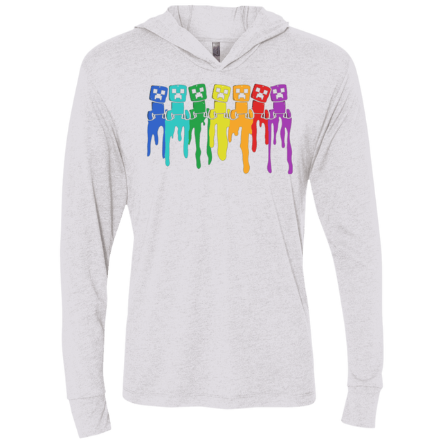 T-Shirts Heather White / X-Small Rainbow Creeps Triblend Long Sleeve Hoodie Tee