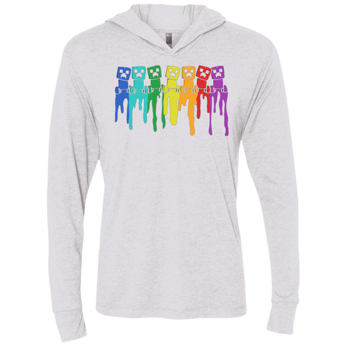 T-Shirts Heather White / X-Small Rainbow Creeps Triblend Long Sleeve Hoodie Tee