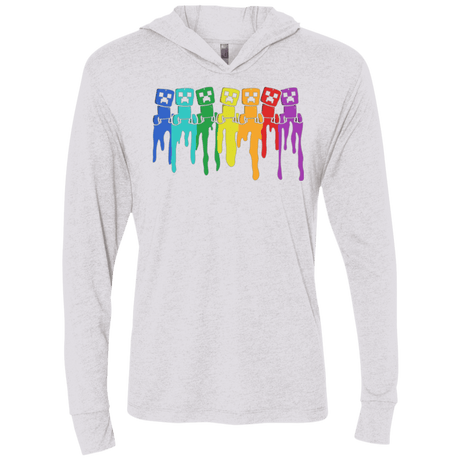 T-Shirts Heather White / X-Small Rainbow Creeps Triblend Long Sleeve Hoodie Tee