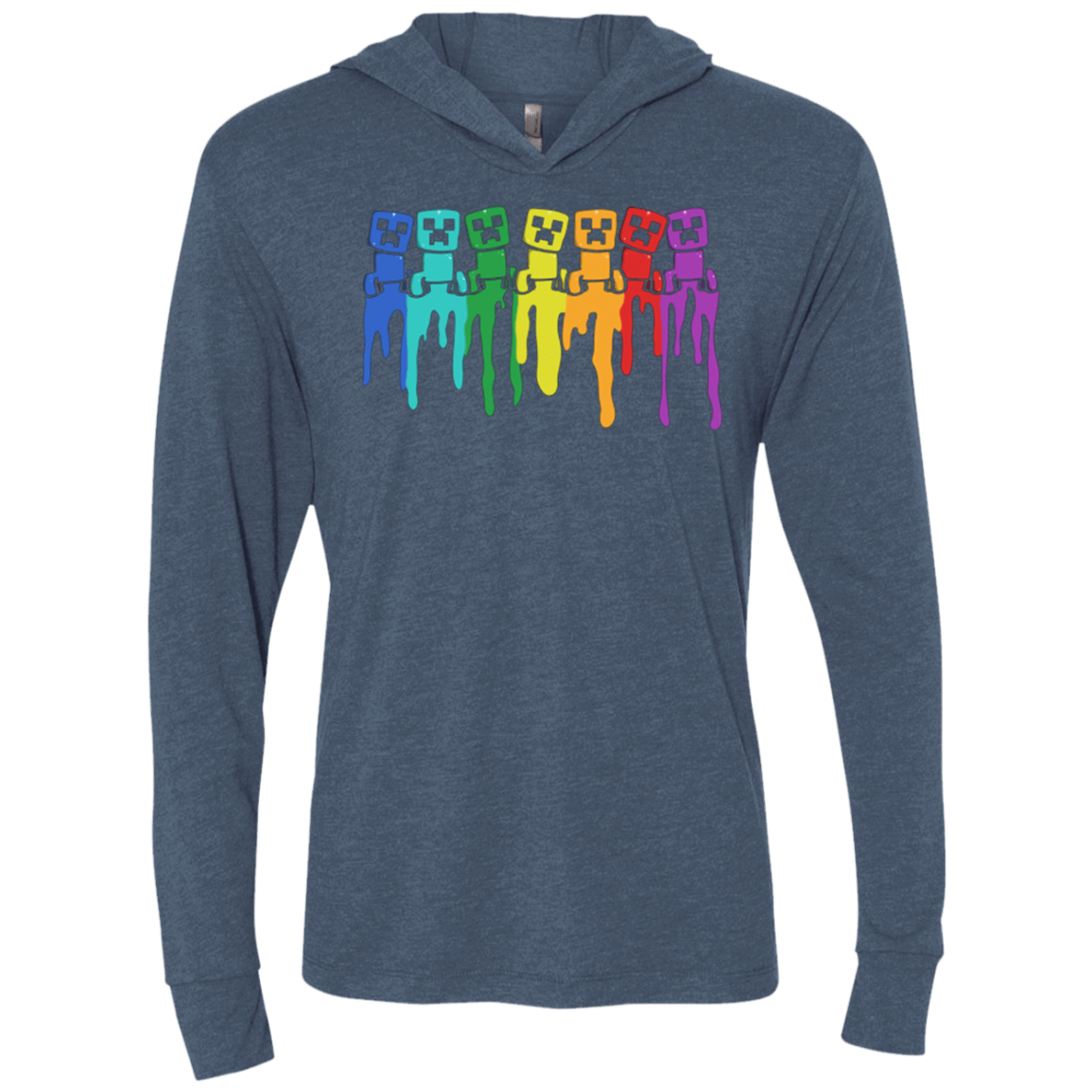 T-Shirts Indigo / X-Small Rainbow Creeps Triblend Long Sleeve Hoodie Tee