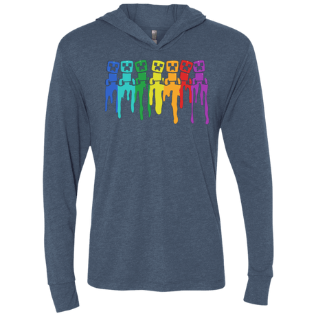 T-Shirts Indigo / X-Small Rainbow Creeps Triblend Long Sleeve Hoodie Tee