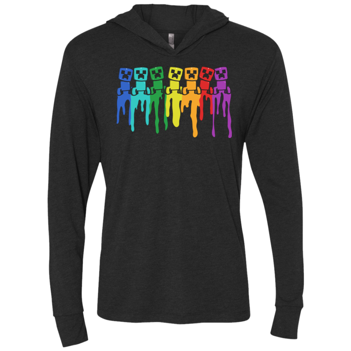 Rainbow Creeps Triblend Long Sleeve Hoodie Tee