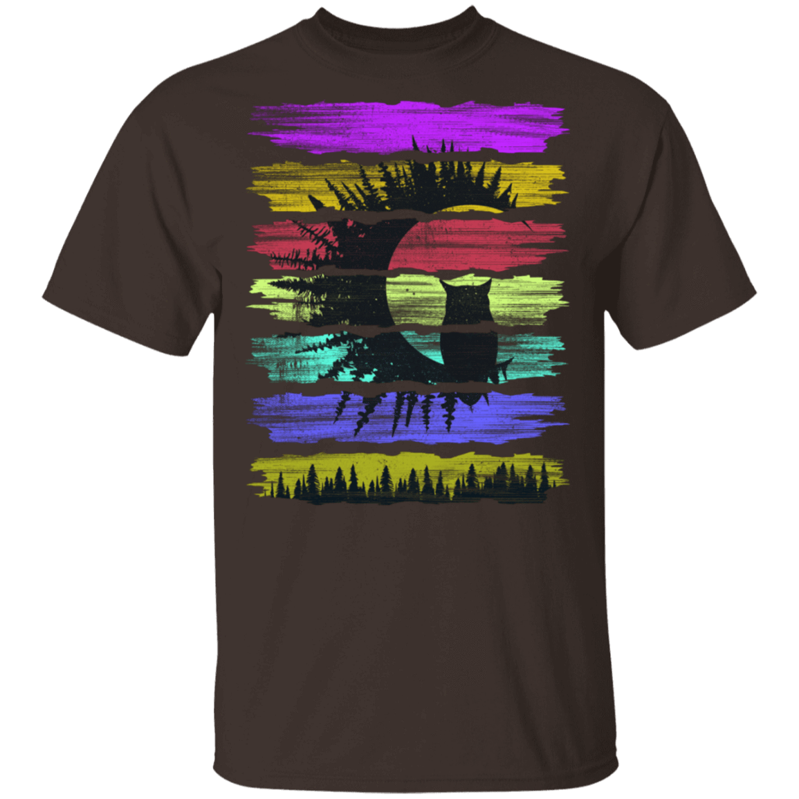 T-Shirts Dark Chocolate / S Rainbow Owl T-Shirt