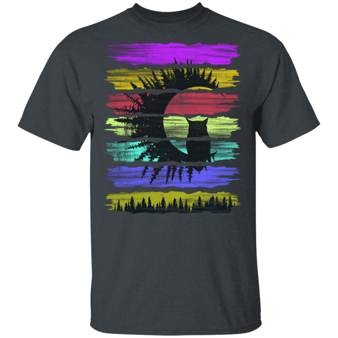 T-Shirts Dark Heather / S Rainbow Owl T-Shirt