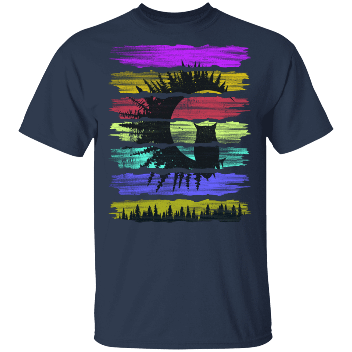 T-Shirts Navy / S Rainbow Owl T-Shirt