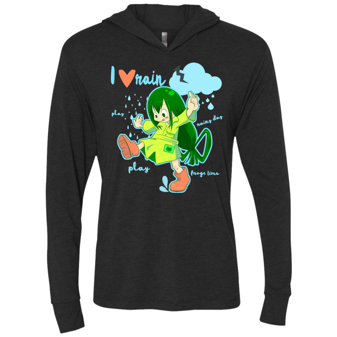 T-Shirts Vintage Black / X-Small Rainy Day Triblend Long Sleeve Hoodie Tee