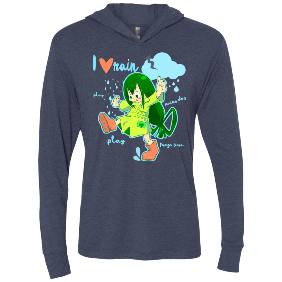 T-Shirts Vintage Navy / X-Small Rainy Day Triblend Long Sleeve Hoodie Tee