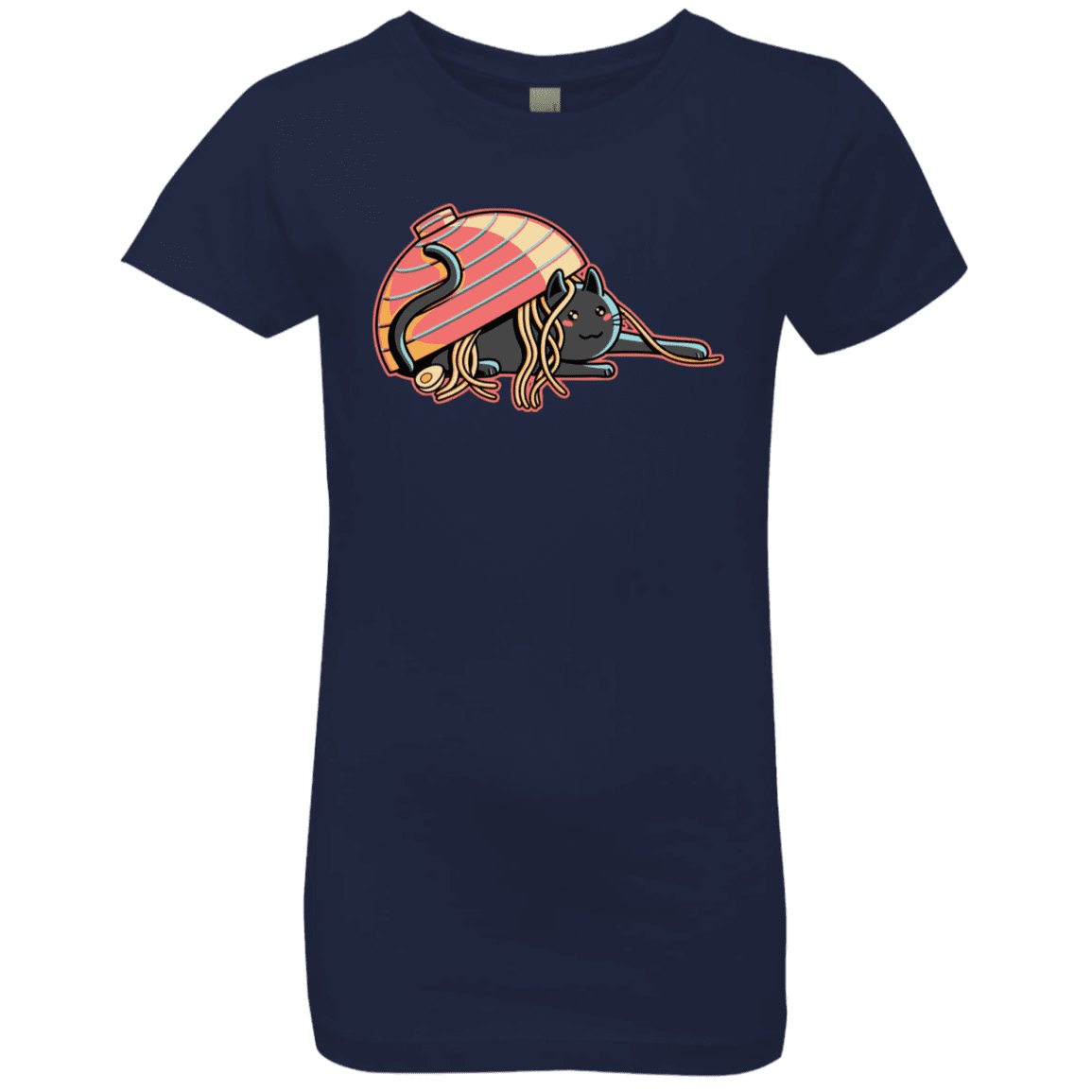 T-Shirts Midnight Navy / YXS Ramen Loving Cat Girls Premium T-Shirt