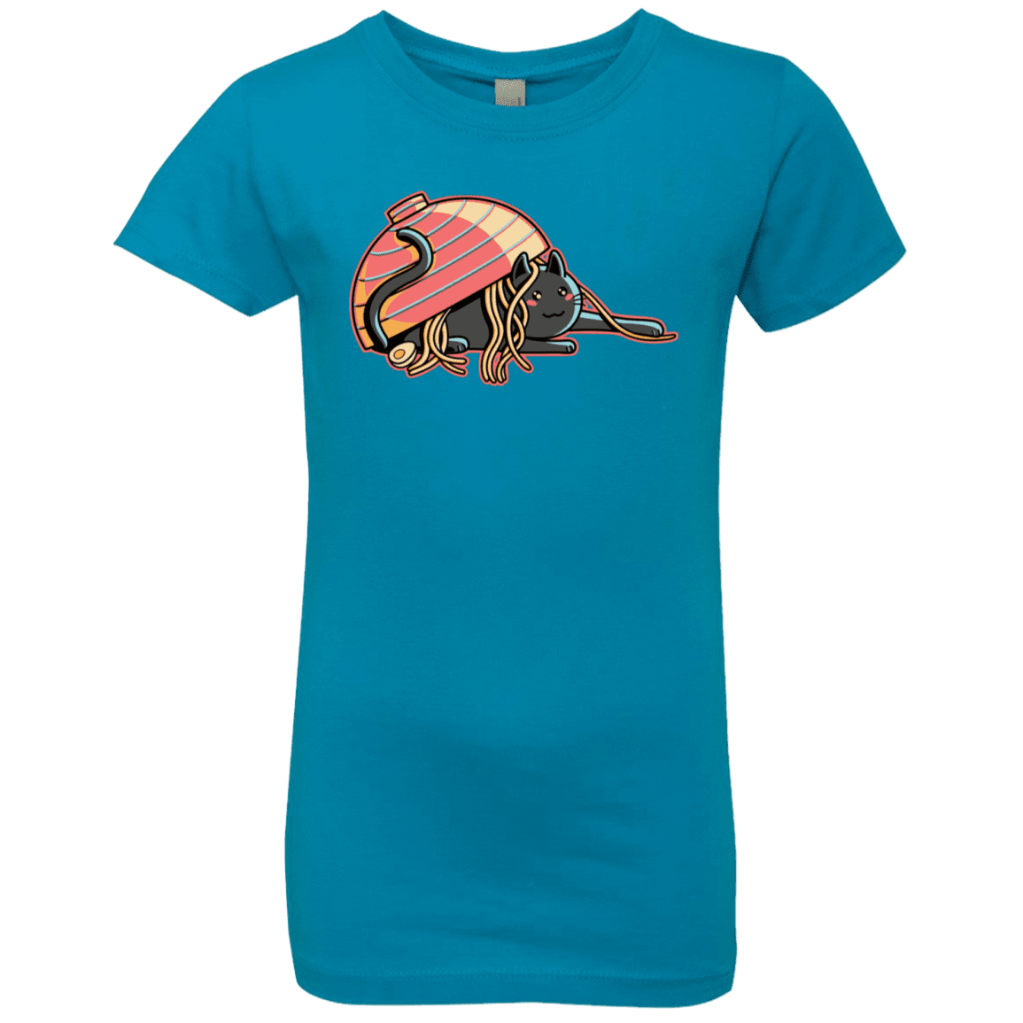 T-Shirts Turquoise / YXS Ramen Loving Cat Girls Premium T-Shirt