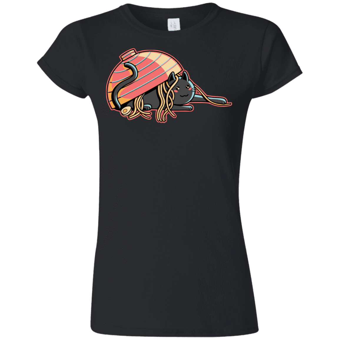 T-Shirts Black / S Ramen Loving Cat Junior Slimmer-Fit T-Shirt