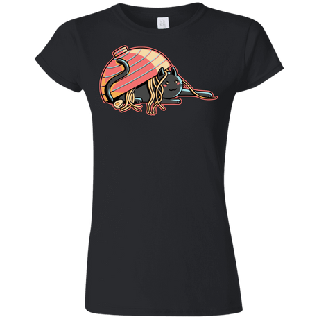 T-Shirts Black / S Ramen Loving Cat Junior Slimmer-Fit T-Shirt