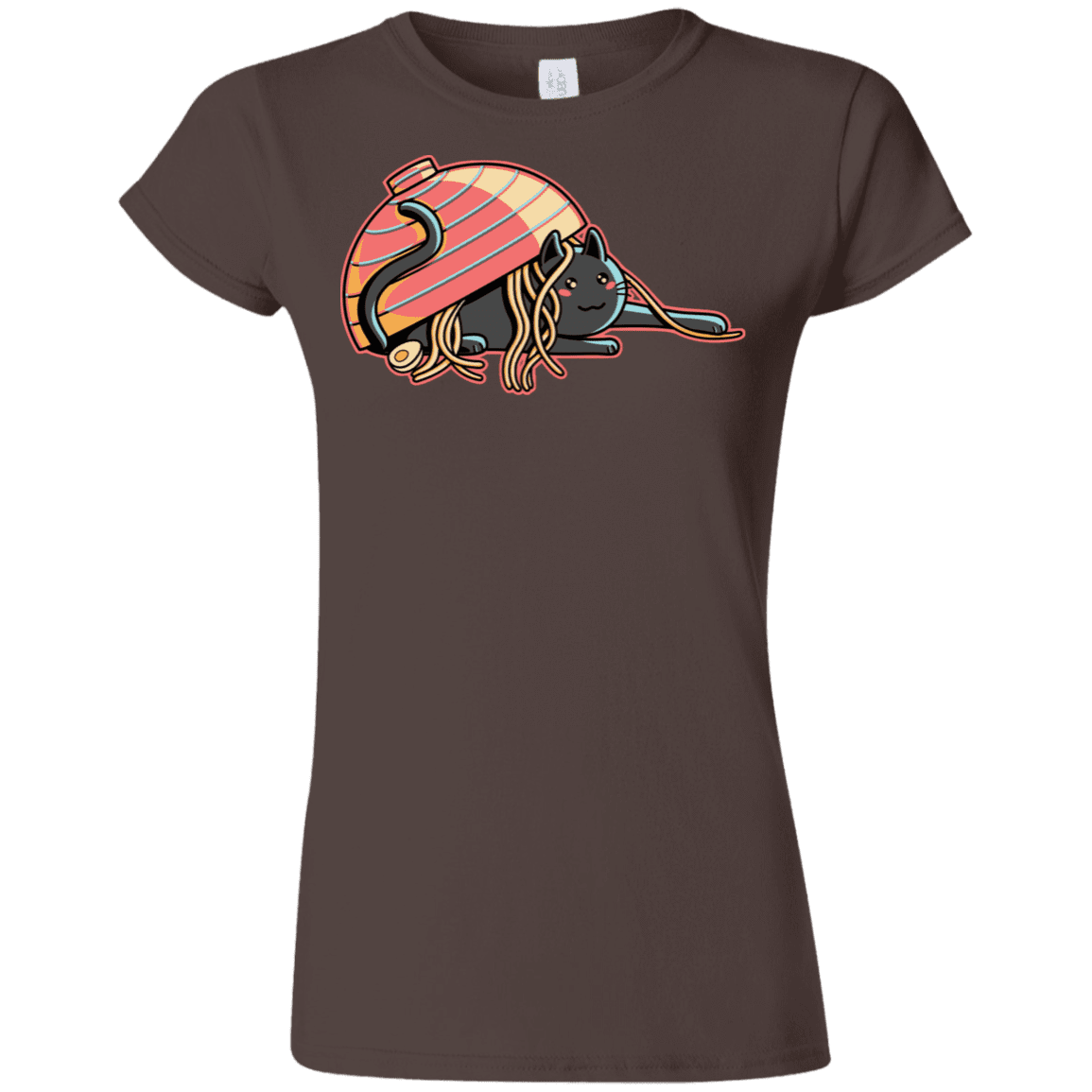 T-Shirts Dark Chocolate / S Ramen Loving Cat Junior Slimmer-Fit T-Shirt