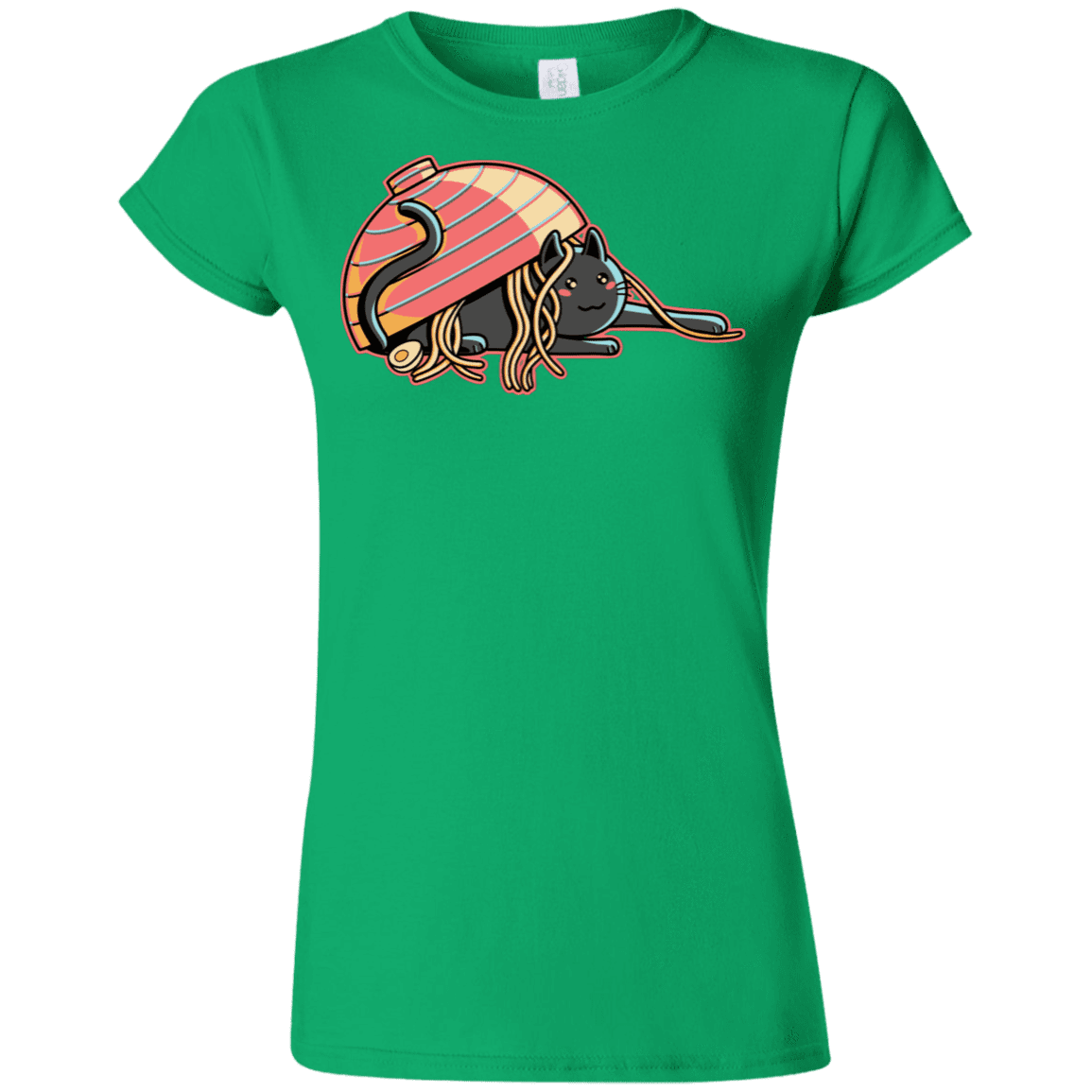 T-Shirts Irish Green / S Ramen Loving Cat Junior Slimmer-Fit T-Shirt