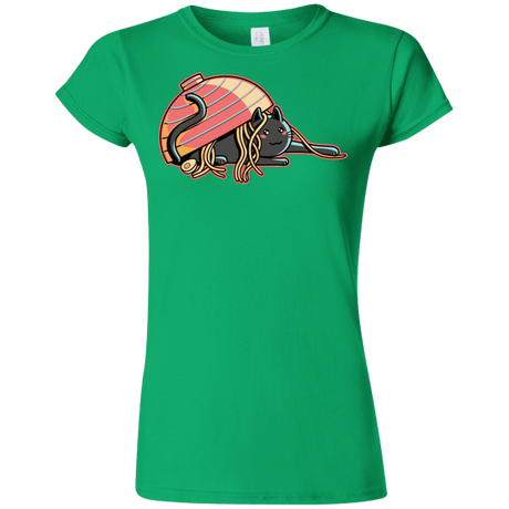 T-Shirts Irish Green / S Ramen Loving Cat Junior Slimmer-Fit T-Shirt