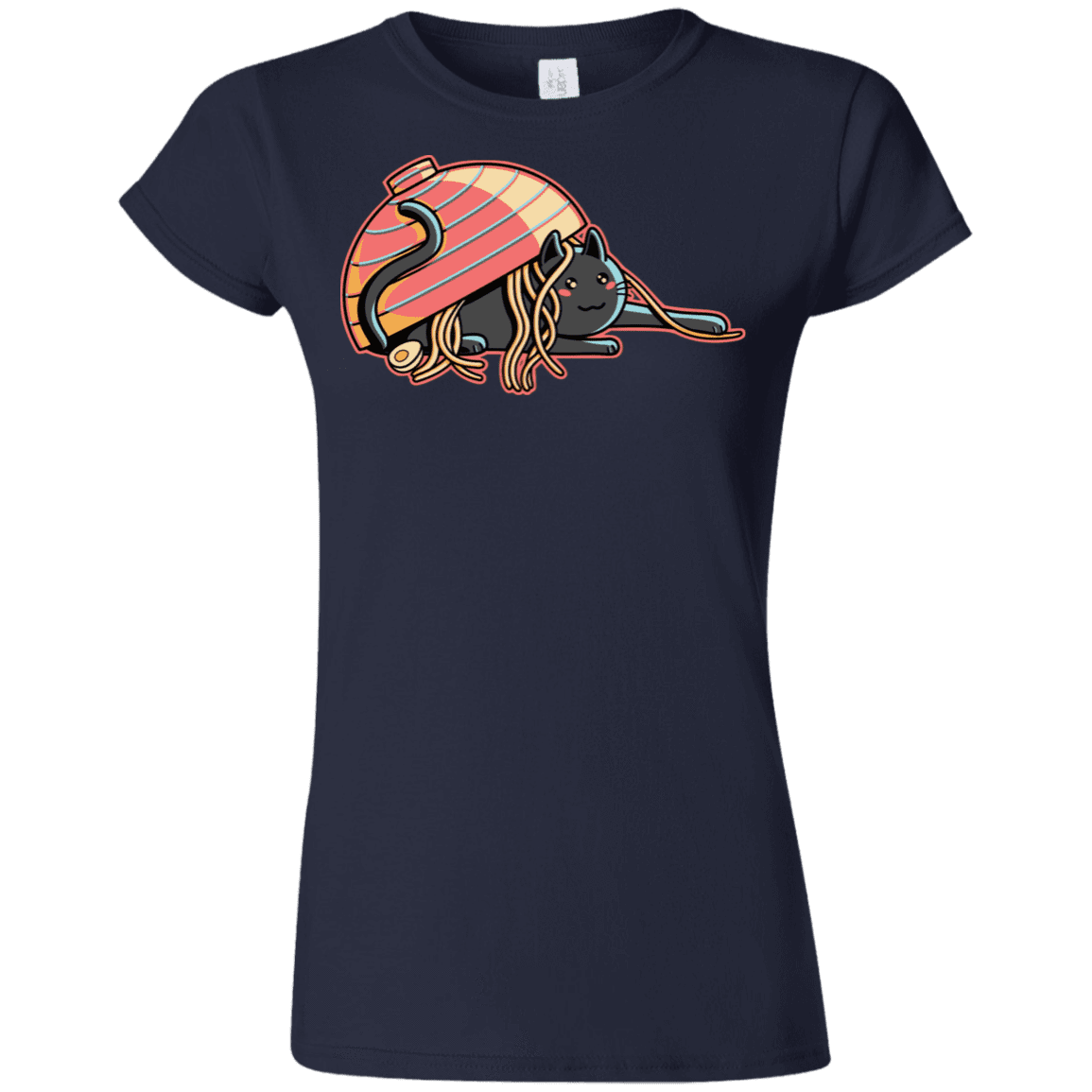 T-Shirts Navy / S Ramen Loving Cat Junior Slimmer-Fit T-Shirt