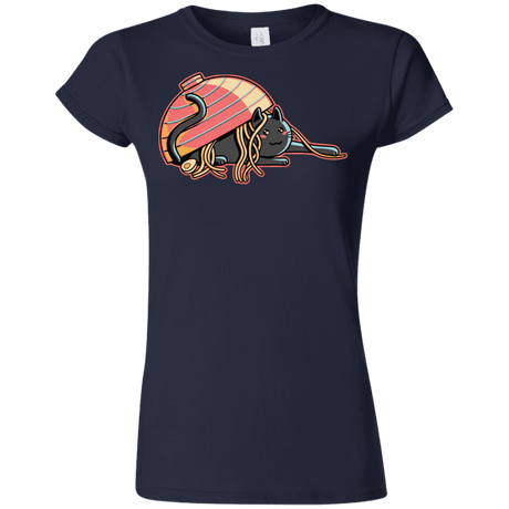 T-Shirts Navy / S Ramen Loving Cat Junior Slimmer-Fit T-Shirt