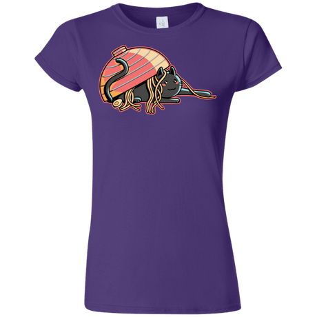 T-Shirts Purple / S Ramen Loving Cat Junior Slimmer-Fit T-Shirt