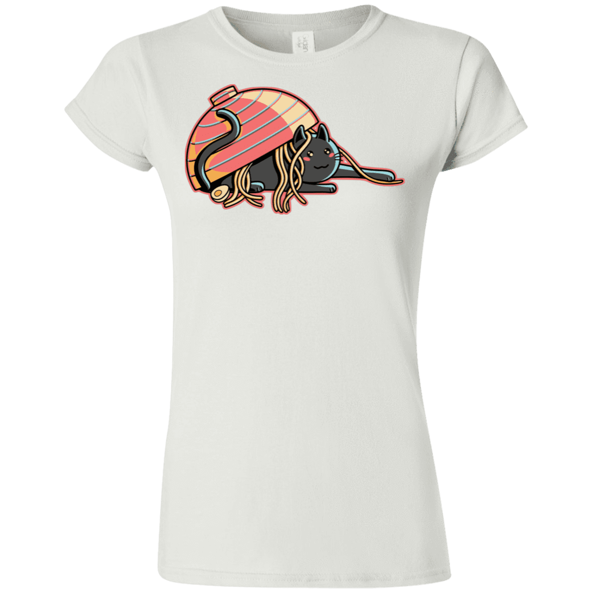 T-Shirts White / S Ramen Loving Cat Junior Slimmer-Fit T-Shirt