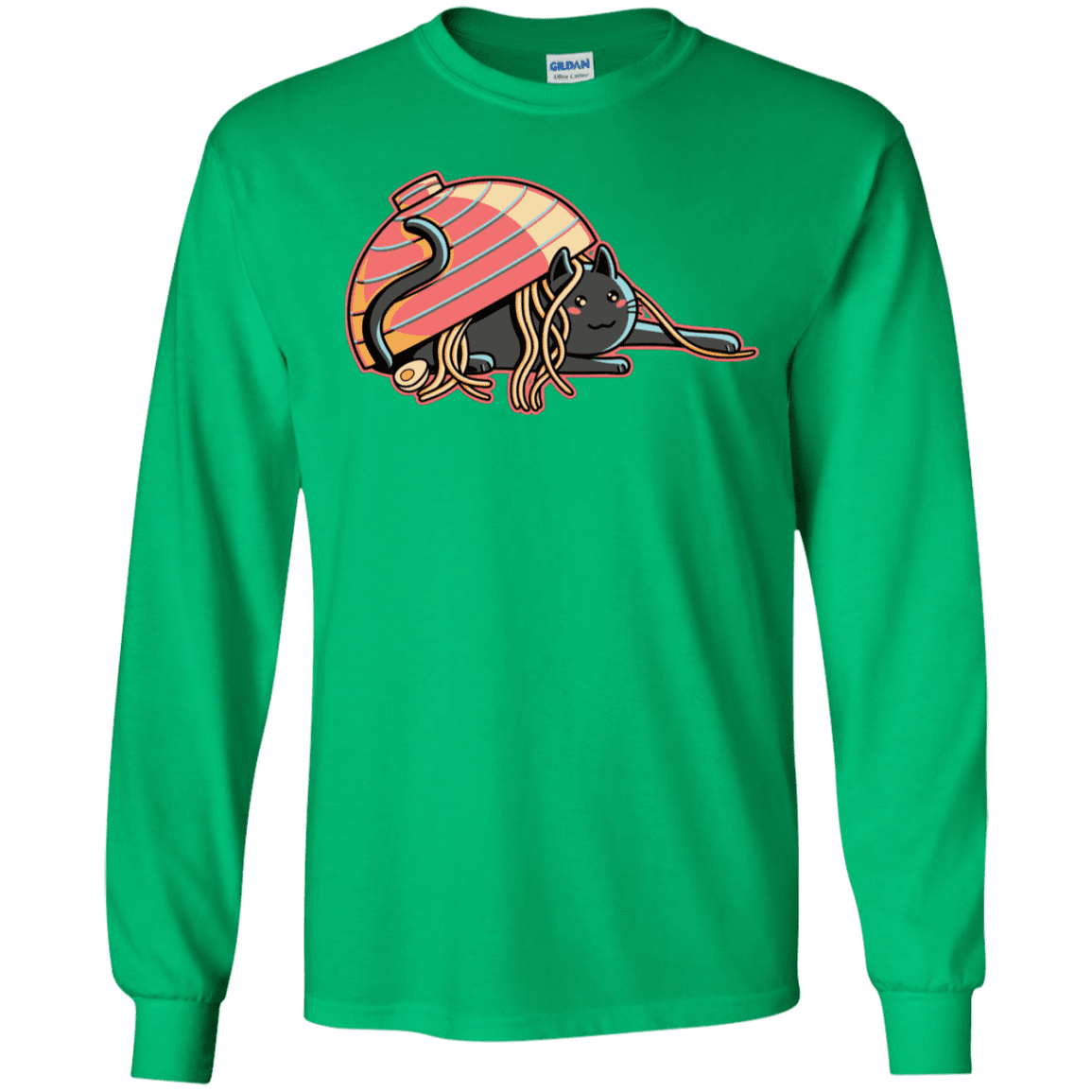 T-Shirts Irish Green / S Ramen Loving Cat Men's Long Sleeve T-Shirt