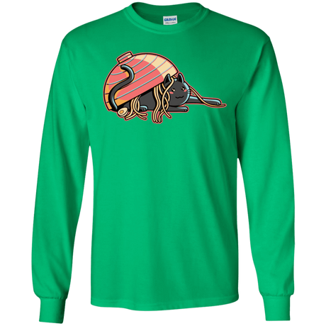 T-Shirts Irish Green / S Ramen Loving Cat Men's Long Sleeve T-Shirt