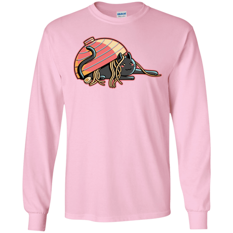 T-Shirts Light Pink / S Ramen Loving Cat Men's Long Sleeve T-Shirt