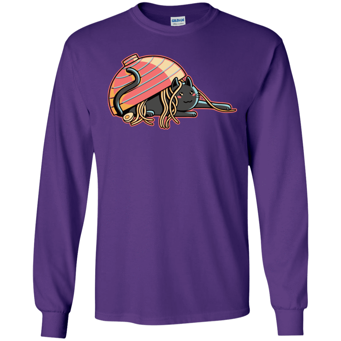 T-Shirts Purple / S Ramen Loving Cat Men's Long Sleeve T-Shirt