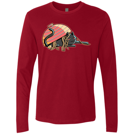 T-Shirts Cardinal / S Ramen Loving Cat Men's Premium Long Sleeve