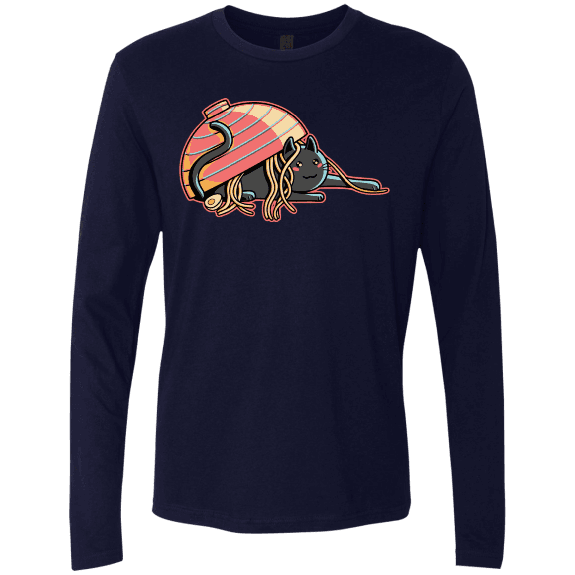 T-Shirts Midnight Navy / S Ramen Loving Cat Men's Premium Long Sleeve