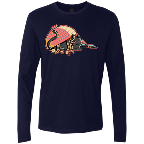 T-Shirts Midnight Navy / S Ramen Loving Cat Men's Premium Long Sleeve