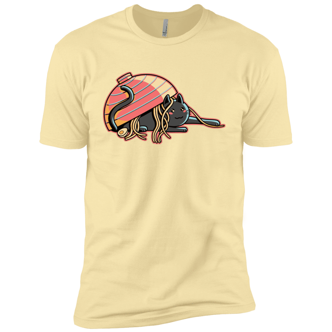 T-Shirts Banana Cream / X-Small Ramen Loving Cat Men's Premium T-Shirt
