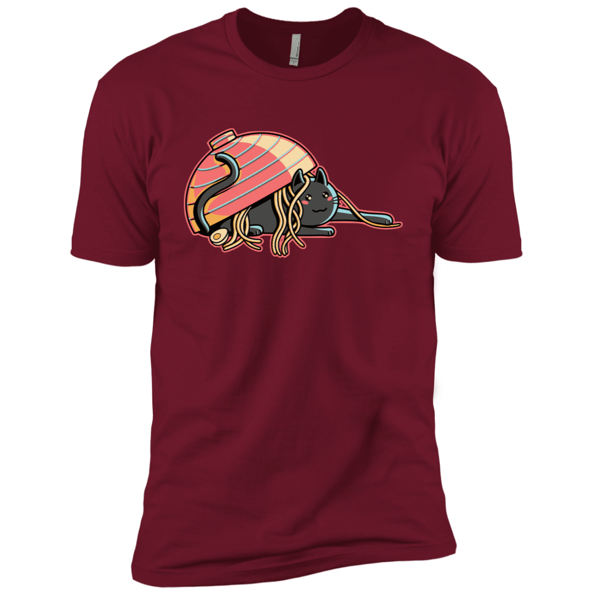 T-Shirts Cardinal / X-Small Ramen Loving Cat Men's Premium T-Shirt