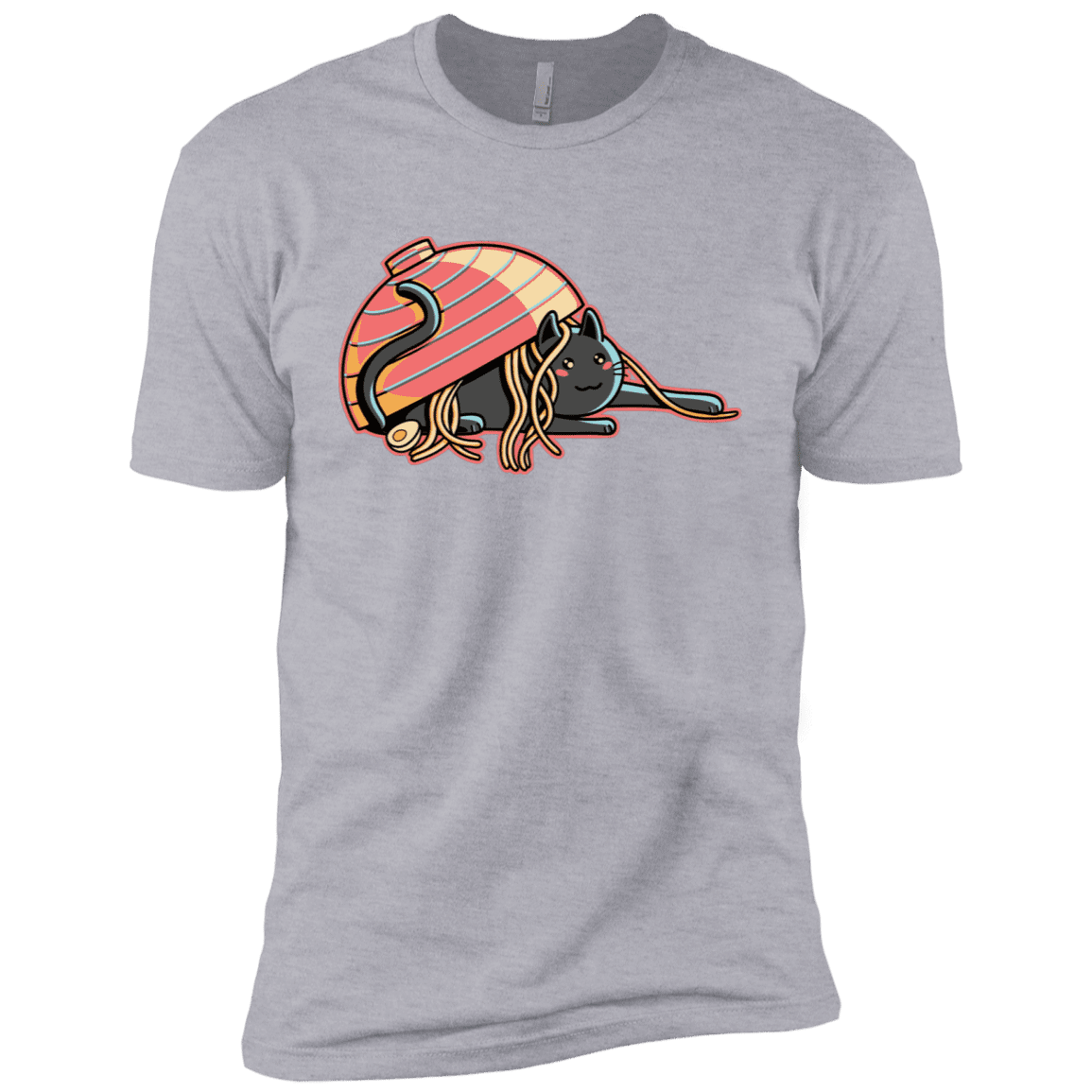 T-Shirts Heather Grey / X-Small Ramen Loving Cat Men's Premium T-Shirt