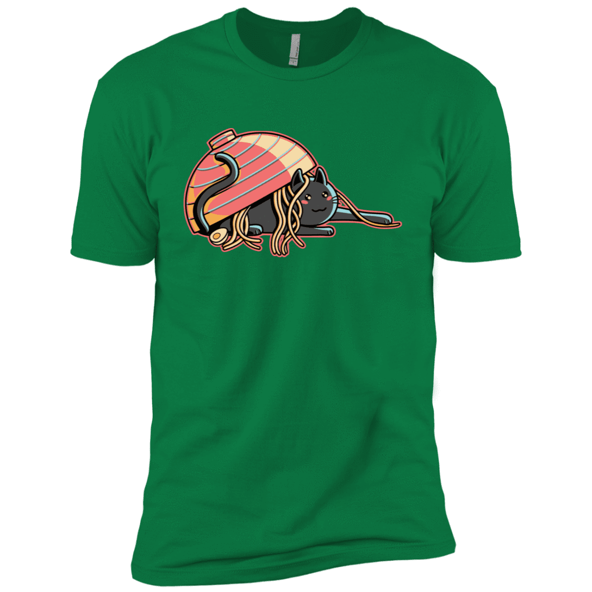 T-Shirts Kelly Green / X-Small Ramen Loving Cat Men's Premium T-Shirt