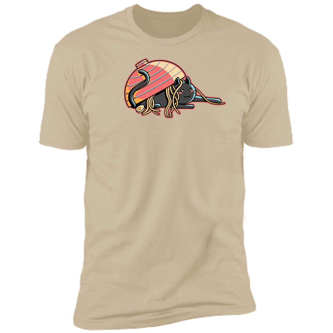 T-Shirts Sand / S Ramen Loving Cat Men's Premium T-Shirt