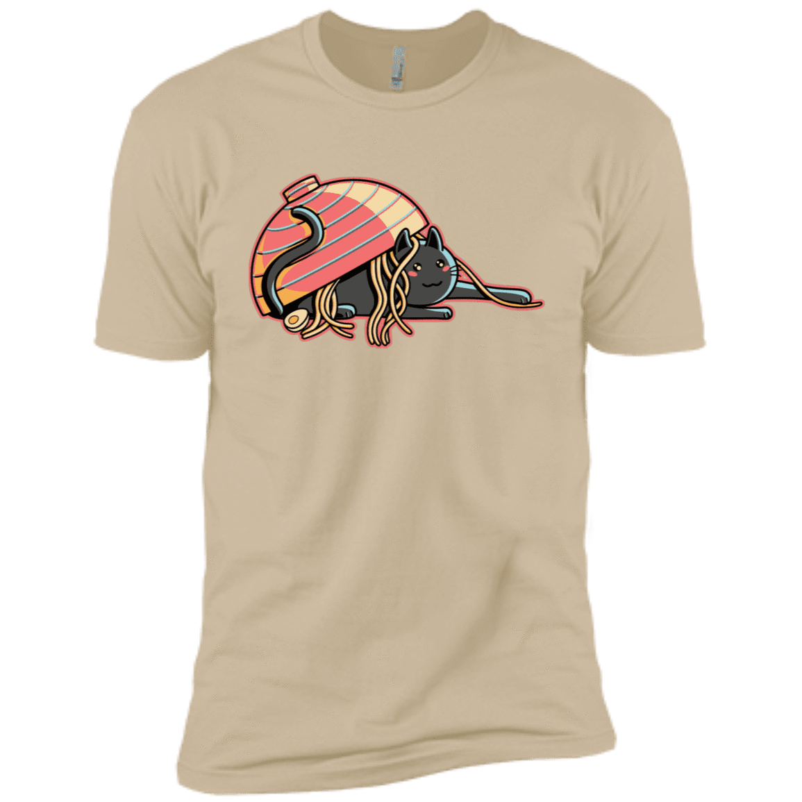 T-Shirts Sand / X-Small Ramen Loving Cat Men's Premium T-Shirt