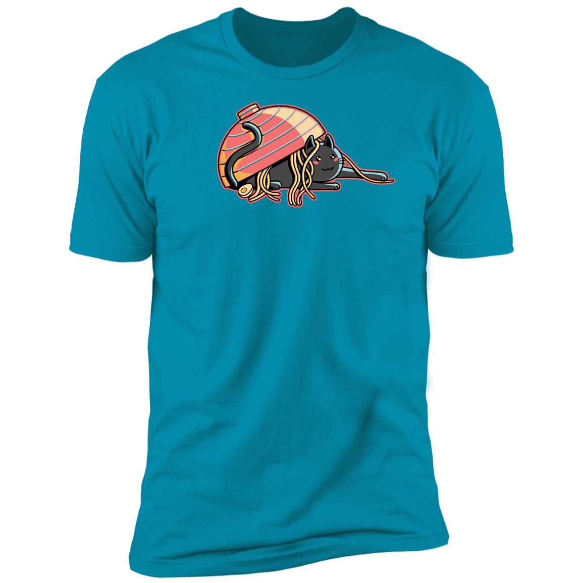 T-Shirts Turquoise / S Ramen Loving Cat Men's Premium T-Shirt
