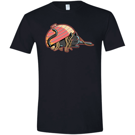 T-Shirts Black / X-Small Ramen Loving Cat Men's Semi-Fitted Softstyle