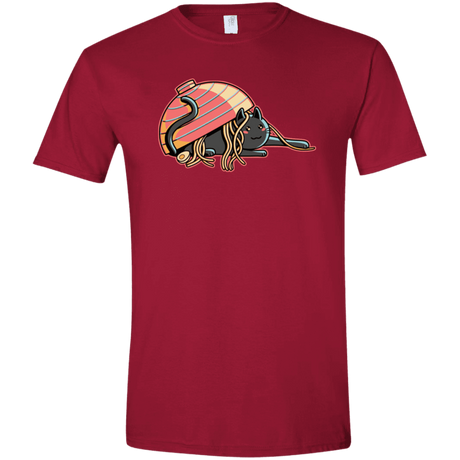 T-Shirts Cardinal Red / S Ramen Loving Cat Men's Semi-Fitted Softstyle