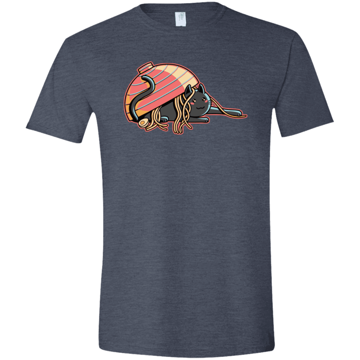 T-Shirts Heather Navy / S Ramen Loving Cat Men's Semi-Fitted Softstyle
