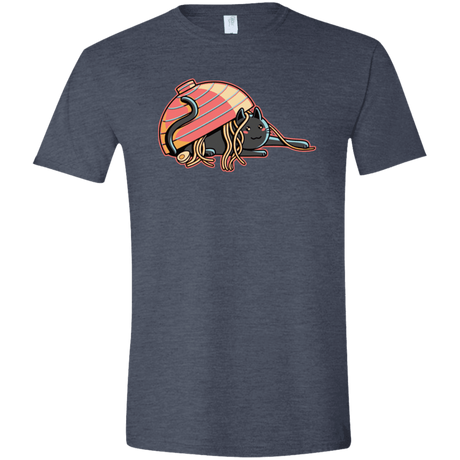T-Shirts Heather Navy / S Ramen Loving Cat Men's Semi-Fitted Softstyle