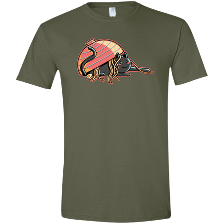 T-Shirts Military Green / S Ramen Loving Cat Men's Semi-Fitted Softstyle
