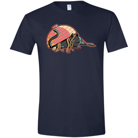 T-Shirts Navy / X-Small Ramen Loving Cat Men's Semi-Fitted Softstyle