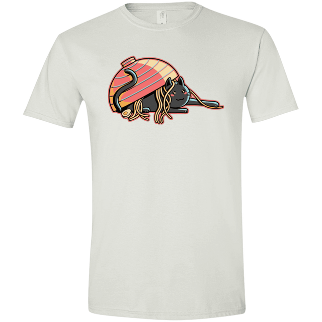 T-Shirts White / X-Small Ramen Loving Cat Men's Semi-Fitted Softstyle