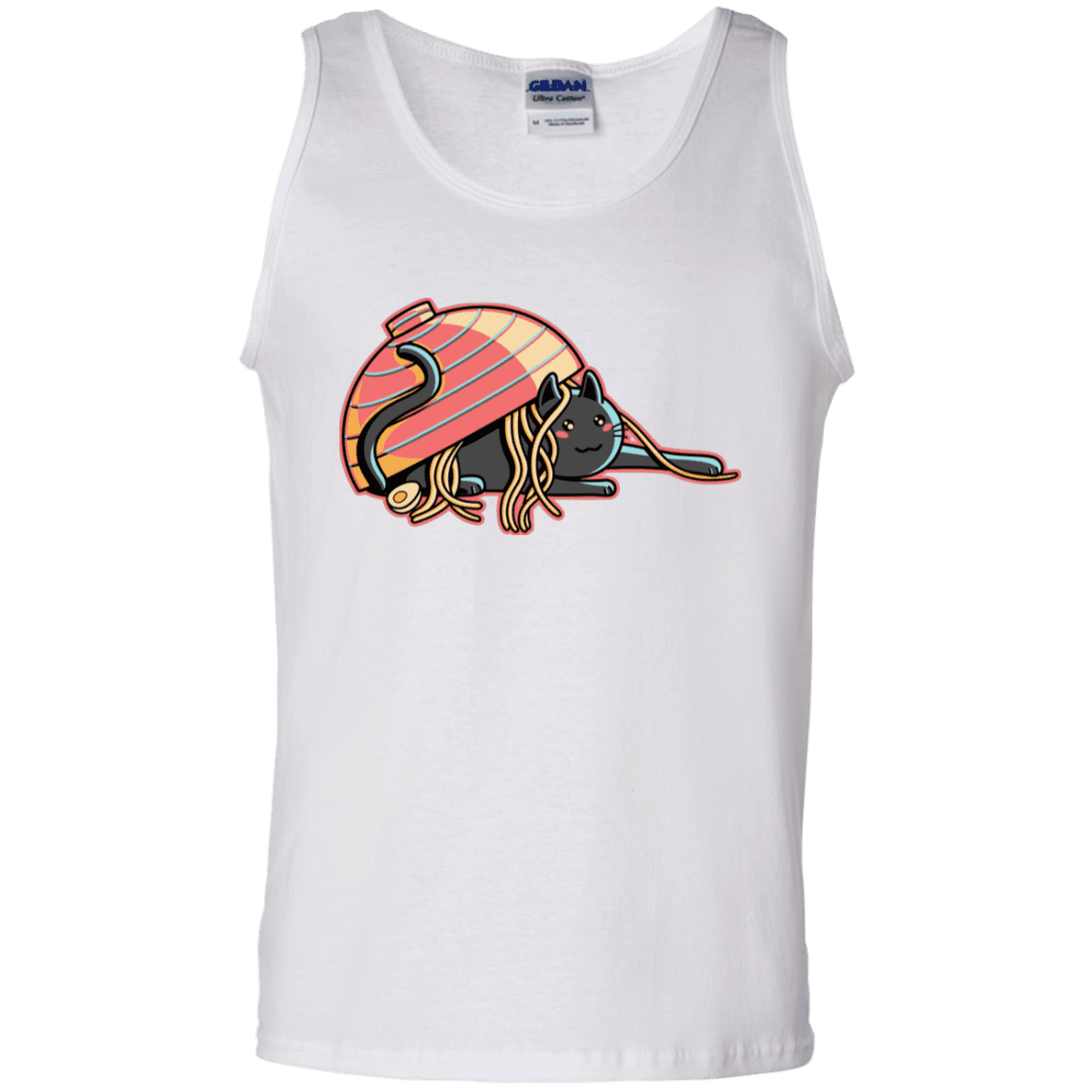 T-Shirts White / S Ramen Loving Cat Men's Tank Top