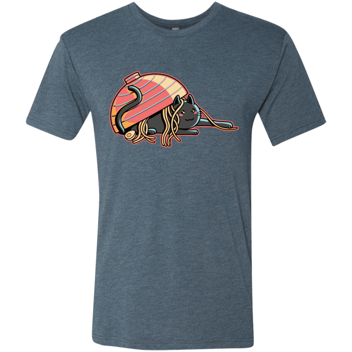 T-Shirts Indigo / S Ramen Loving Cat Men's Triblend T-Shirt
