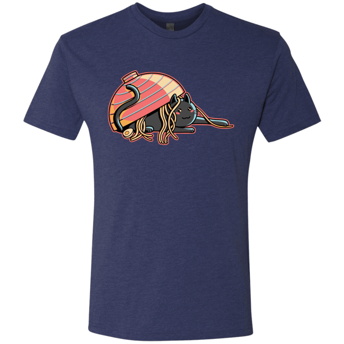 T-Shirts Vintage Navy / S Ramen Loving Cat Men's Triblend T-Shirt