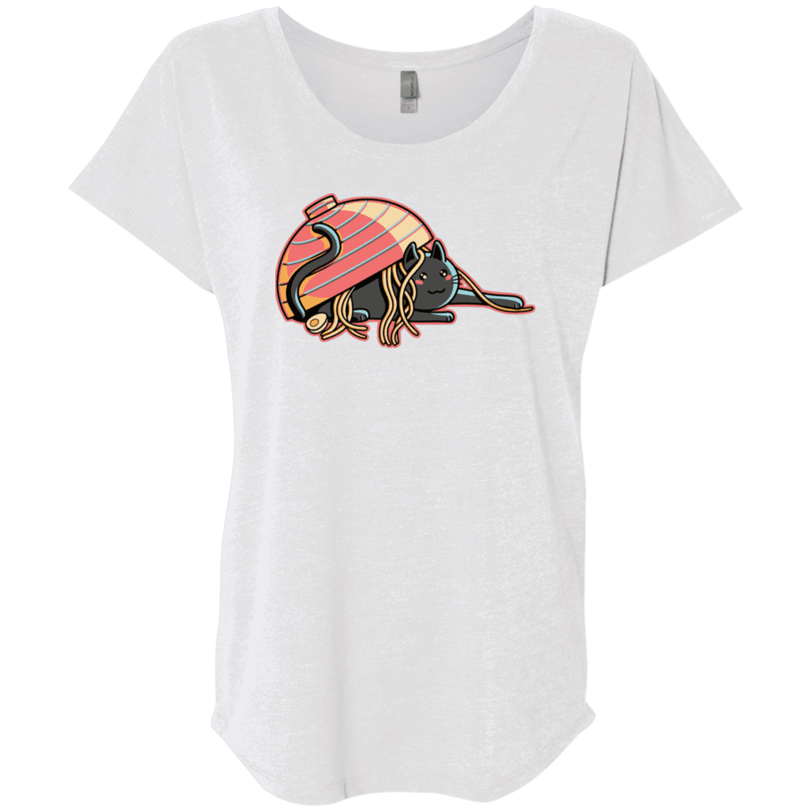 T-Shirts Heather White / X-Small Ramen Loving Cat Triblend Dolman Sleeve