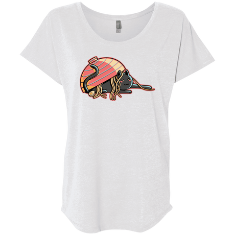 T-Shirts Heather White / X-Small Ramen Loving Cat Triblend Dolman Sleeve
